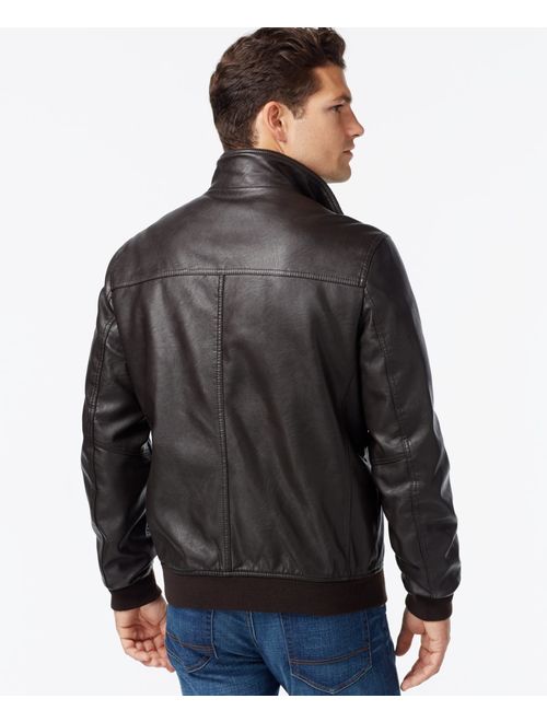 Tommy Hilfiger Men's Faux-Leather Bomber Jacket