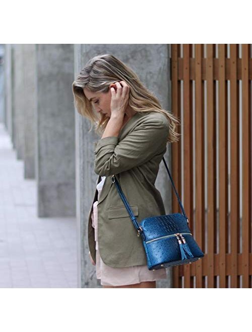 SG SUGU Animal Pattern Lightweight Medium Dome Crossbody Bag with Tassel