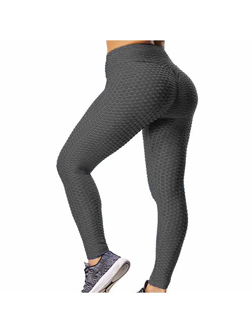 GILLYA Lift Yoga Pants Textured Leggings for Women High Waisted Ruched Butt Booty Lifting Leggings Ruched Tights