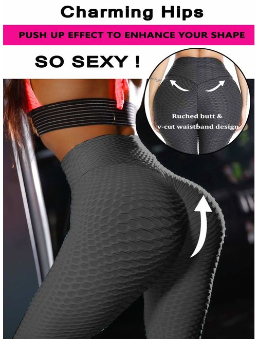 Girl hole in yoga pants Gillya Booty Yoga Pants Women High Waisted Ruched Butt Lift Textured Scrunch Leggings Booty Tights