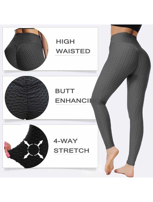 GILLYA Booty Yoga Pants Women High Waisted Ruched Butt Lift Textured Scrunch Leggings