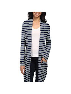 Womens Lightweight Casual Open Front Drape Long Cardigan with Pockets for All Season