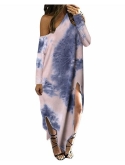 KIDSFORM Womens Maxi Dress Casual Loose Striped Long Dress Kaftan Side Split Sundress