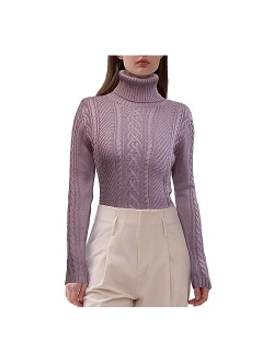 v28 Women Polo Neck Knit Stretchable Elasticity Long Slim Sweater