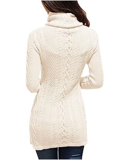 v28 Women Polo Neck Knit Stretchable Elasticity Long Slim Sweater
