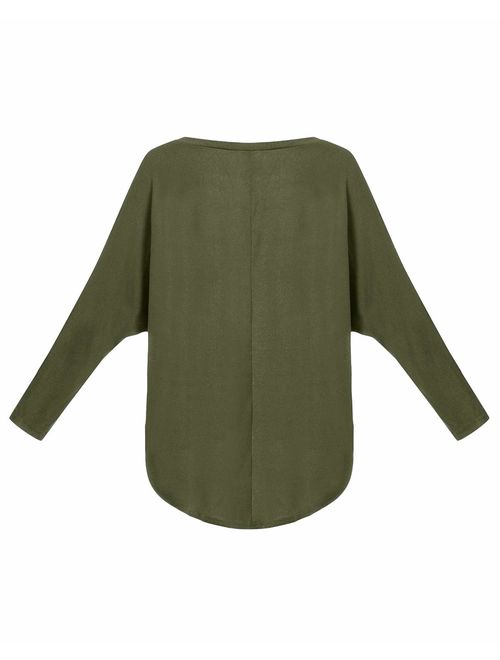 ZANZEA Women's Batwing Sleeve Off Shoulder Loose Oversized Baggy Tops Sweater Pullover Casual Blouse T-Shirt