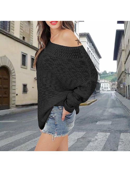 Womens Winter Off The Shoulder Tops Baggy Shirt Long Sleeve Blouse Solid  Color Plus Size Oversized Sweater Knit Jumper Pullover | Women Off Shoulder  Pullover Top Knitt Oversized Sweater Jumper | vladatk.gov.ba