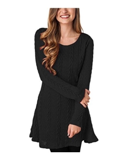 MANSY Womens Knitted Crewneck Sweater Dress