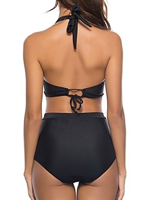 Buy Cherry Cat Womens Retro Bikini High Waist Vintage Style Swimsuit 50s Pinup Bathing Suit Online Topofstyle