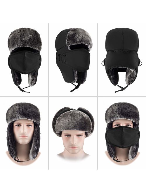 mysuntown Winter Hat for Men and Women Trooper Hunting Hat Ushanka Hat with Ear Flaps Windproof Warm Hat
