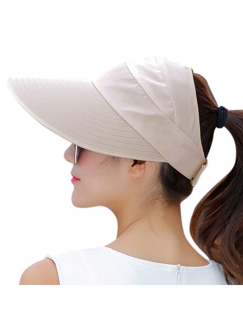 HINDAWI Sun Hats for Women Wide Brim UV Protection Summer Beach Packable Visor
