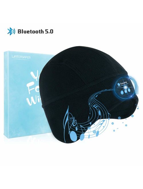 Bluetooth Beanie Hat, WATOTGAFER Wireless Hat Headphones Unisex Men Women Outdoor Sport Beanie with Stereo Speakers and Microphone for Birthday, Thanksgiving Day, Christm