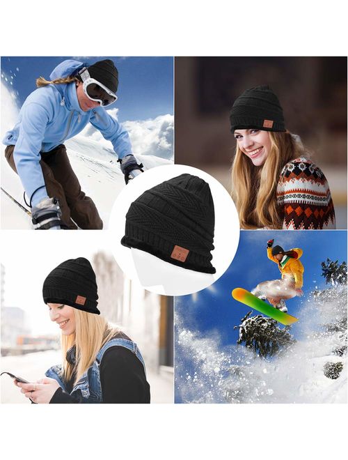 Bluetooth Beanie, Winter Music Hat, Wireless Earphone Beanie Headphones with HD Stereo Speakers Built-in Microphone, for Men Women