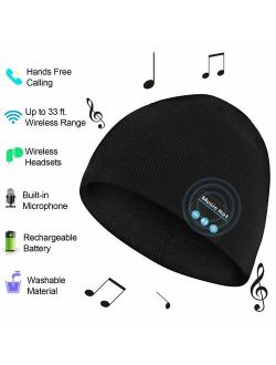Bluetooth Hat, Bluetooth Beanie, Wireless Bluetooth Headset Music Hat with Built-in Stereo Speakers Fit for Outdoor Sports