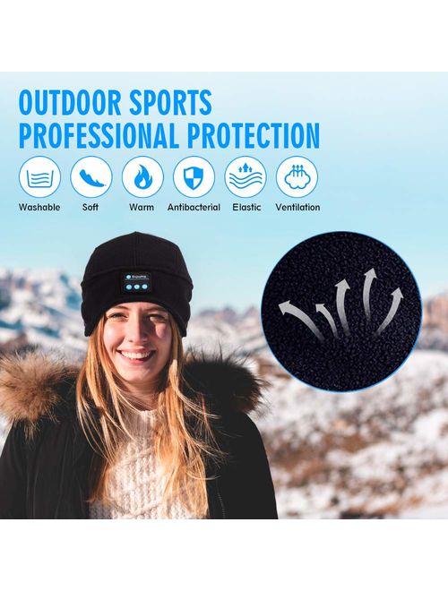 Bluetooth Beanie, Men's Gifts, Bluetooth Music Cap, Bluetooth Beanie Hat with Stocking Stuffers Stereo Mic, Fit for Outdoor Sports, Washable-Gifts-for-Men-Women-Christmas