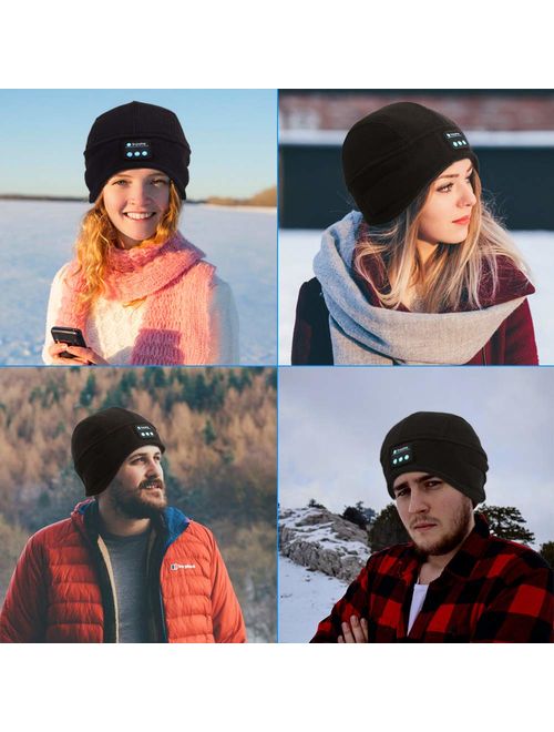 Bluetooth Beanie, Men's Gifts, Bluetooth Music Cap, Bluetooth Beanie Hat with Stocking Stuffers Stereo Mic, Fit for Outdoor Sports, Washable-Gifts-for-Men-Women-Christmas