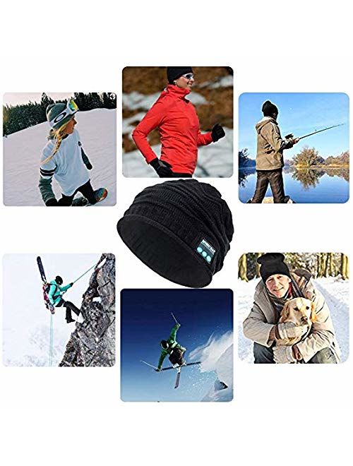 REDESS Wireless Bluetooth Beanie,Unisex Outdoor Sport Knit Hat with Stereo Speakers & Microphone