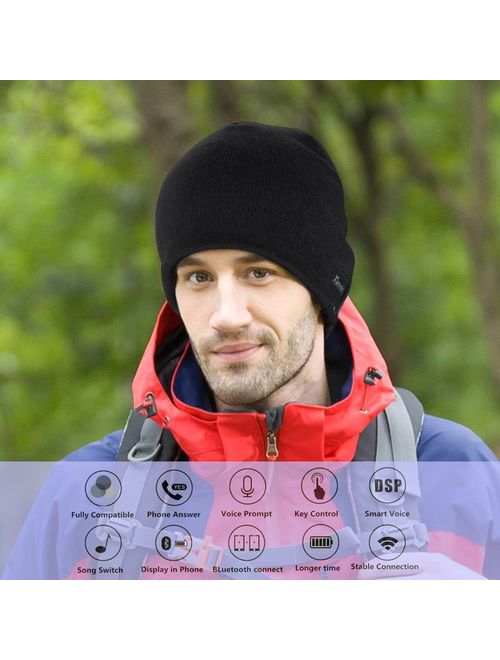 Coeuspow Wireless Music Beanie Hat Music Knitted Cap with Headphone Headset