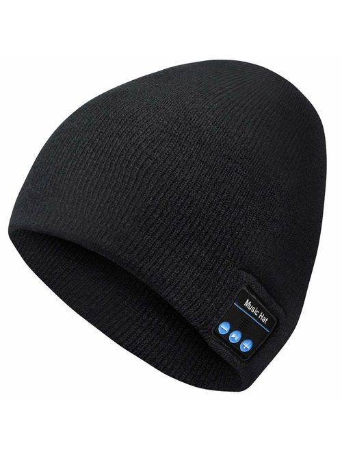 Bluetooth Beanie,Upgraded Bluetooth V5.0 Unisex Knit Wireless Beanie Bluetooth Hat with Built-in HD Stereo Speakers & Microphone Washable Beanie with Bluetooth for Men Wo