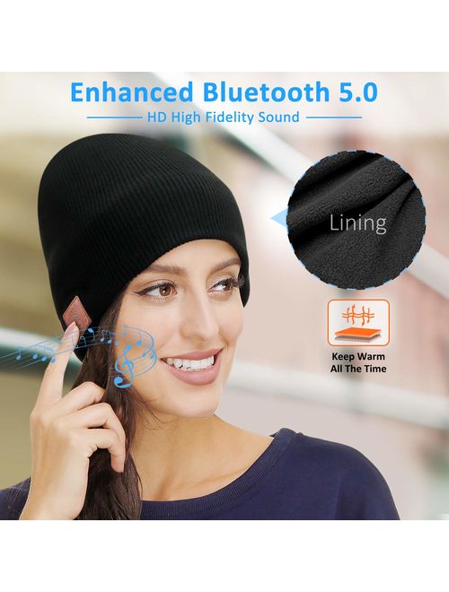 Beanie Hat Bluetooth Headphones, Wireless V 5.0 Knit Music Beanie