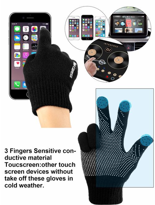 LED Unisex Beanie Cap 3 Modes Light Up Anti-Slip Silicone Screen Touch Glove