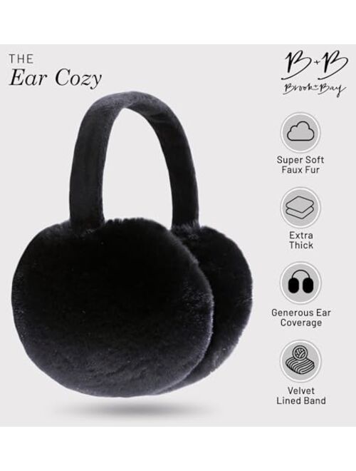 Womens Ear Muffs - Winter Ear Warmers/Covers - Cable Knit Furry Fleece Earmuffs for Cold Weather
