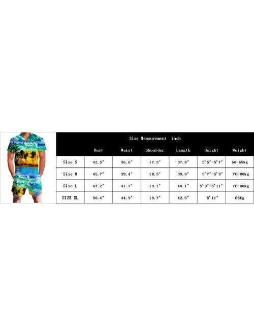 uideazone Men Romper 3D Printed Zipper Jumpsuit Short Sleeve One Piece Casual Overalls Outfits