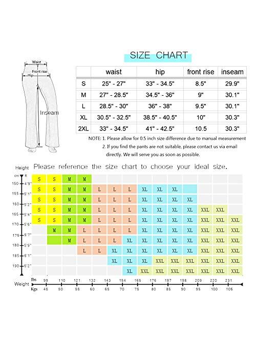 Buy HISKYWIN Inner Pocket Yoga Pants 4 Way Stretch Tummy Control Workout  Running Pants, Long Bootleg Flare Pants online