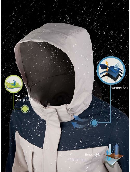 Venustas [2019 New Men's 3-in-1 Heated Jacket with Battery Pack, Ski Jacket Winter Jacket with Removable Hood Waterproof