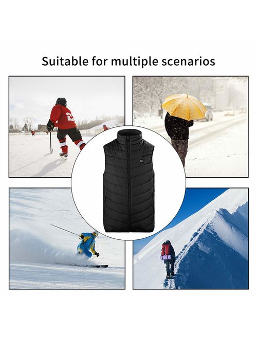 Heated Vest, Power Bank Powered Adjustable Lightweight Heated Vest for Men Outdoor Warm Jacket(Battery Not Included)