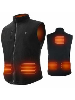 ARRIS Heated Vest Size Adjustable 7.4V Battery Electric Fleece Warm Vest 6 Heating Panels for Hiking Camping