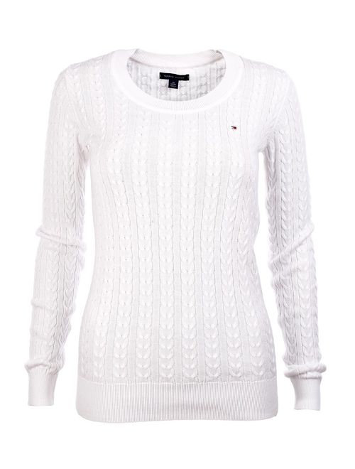 Tommy Hilfiger Womens Scoop Neck Cable Knit Sweater