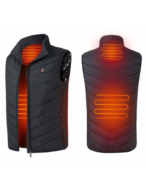 Cocobla 2019 Upgrade Electric Heated Vest Lightweight USB Rechagable Heating Warm Waistcoat Down Gilet[Battery NOT Included]