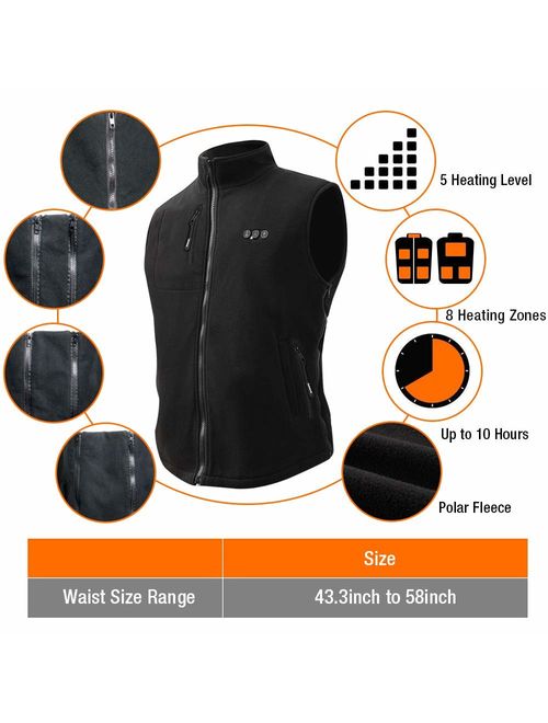 ARRIS Heated Vest for Men, 7.4V Electric Size Adjustable Heating Vest for Hunting, Camping, Fish Suitable for Men and Women Gray