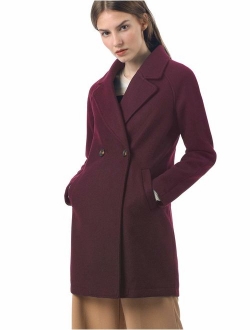 Women's Notched Lapel Double Breasted Raglan Winter Coats