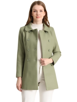 Women's Peter Pan Collar Double Breasted Winter Long Trench Pea Coat