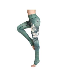 Witkey Printed Extra Long Women Yoga High Waist Tummy Control Compression Leggings Tummy Control Over The Heel Yoga Pants