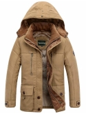 Tanming Men/'s Winter Warm Faux Fur Lined Coat with Detachable Hood