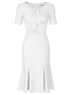 Women's Retro 1950s Style Short Sleeve Formal Dress