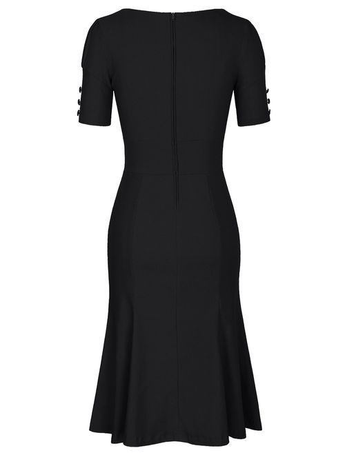 MUXXN Women's Retro 1950s Style Short Sleeve Formal Dress