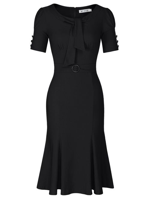 MUXXN Women's Retro 1950s Style Short Sleeve Formal Dress