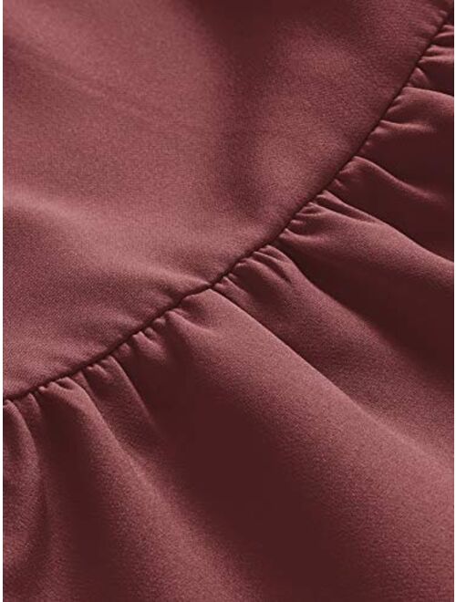 Verdusa Women's Round Neck Petal Short Sleeve Ruffle Hem Tunic Dress