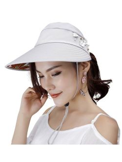 HINDAWI Sun Hats for Women Wide Brim Sun Hat UV Protection Caps Floppy Beach Packable Visor