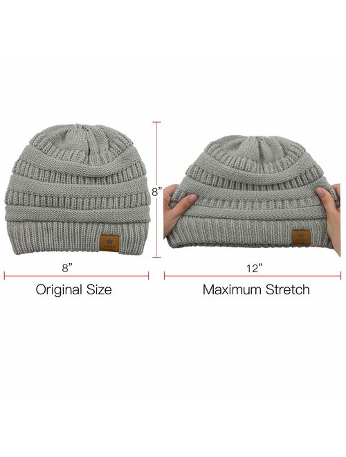 Durio Womens Knit Beanie Winter Thick Solid Fleece Lined Beanie Hats for Women Men Unisex Warm Skiing Beanies