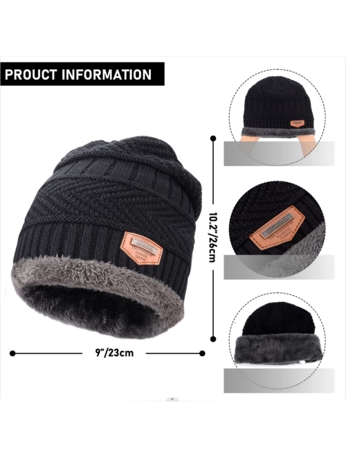 Maylisacc Winter Knit Beanie Hat Neck Warmer Scarf and Touch Screen Gloves Set 2/3 Pcs Fleece Lined Skull Cap for Men Women