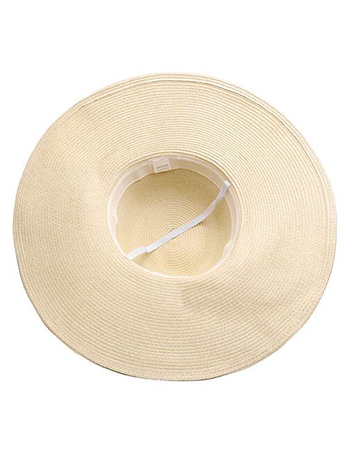 Ayliss Women Floppy Derby Hat Wide Large Brim Beach Straw Sun Cap