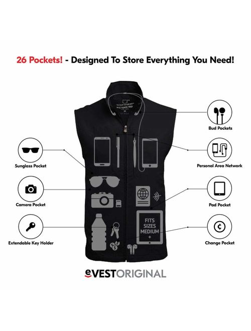 SCOTTeVEST RFID Travel Vest for Men 26 Pockets, Utility Vest for Travel