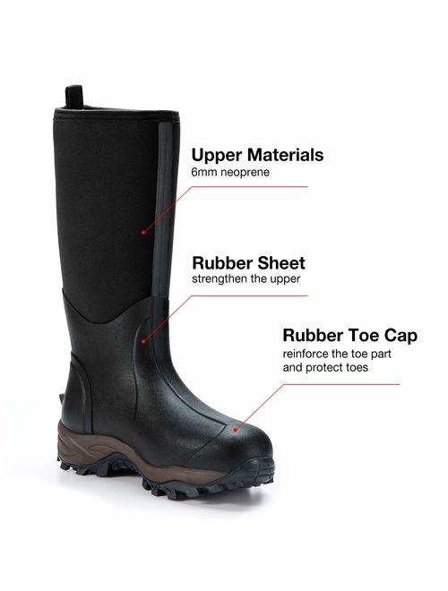 TideWe Rubber Neoprene Boots Men and Women, Waterproof Durable 6mm Neoprene Boot, Rain Boot Hunting Boot Arctic Outdoor BootGer