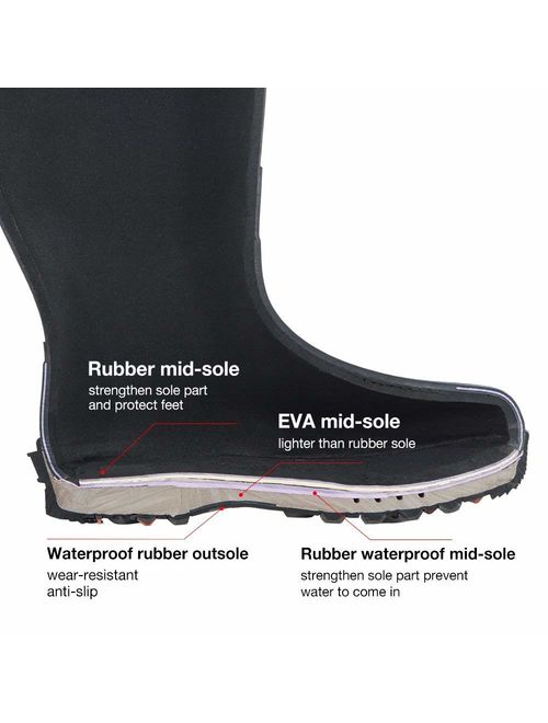 TideWe Rubber Neoprene Boots Men and Women, Waterproof Durable 6mm Neoprene Boot, Rain Boot Hunting Boot Arctic Outdoor BootGer