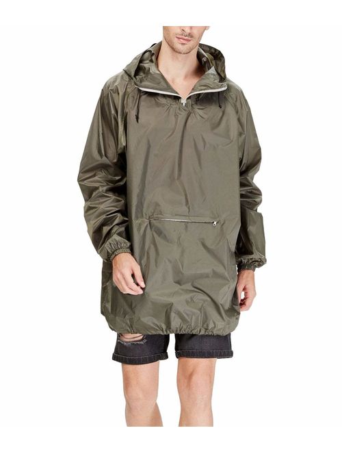 4ucycling Raincoat Easy Carry Wind Rain Jacket Poncho Coat Outdoor,Black/Green one Size,Updated Version